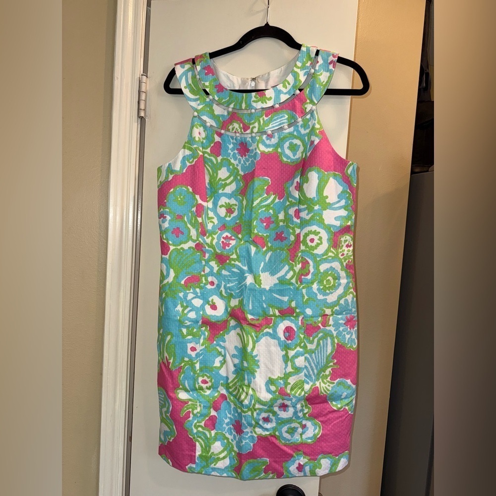 New ▶️ Lilly Pulitzer ◀️ Lindy PB Pink A Delicacy Beaded Neck Shift Size 12 - Picture 4 of 12